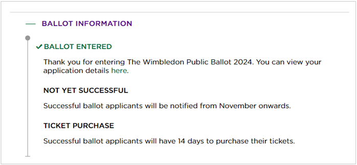 Wimbledon Ballot Information