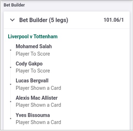 Liverpool v Tottenham - Bet Builder