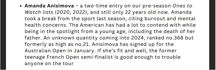 Ones to Watch 2024 Report - Amana Anisimova