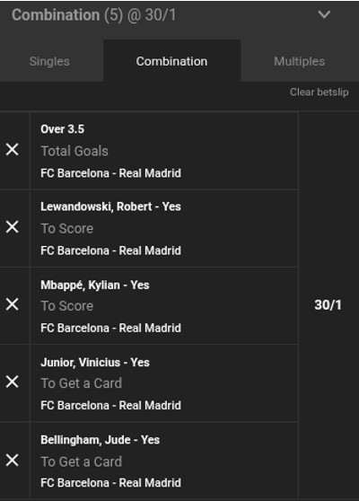 Barcelona v Real Madrid - Bet Builder